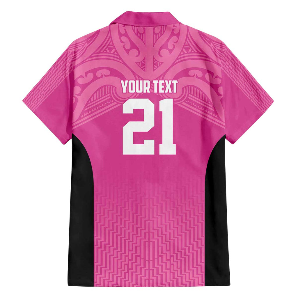New Zealand Custom Family Matching Off The Shoulder Long Sleeve Dress and Hawaiian Shirt Fire Basketball Maori Tribal Pink - Aussie Hoodie