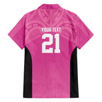 New Zealand Custom Family Matching Off The Shoulder Long Sleeve Dress and Hawaiian Shirt Fire Basketball Maori Tribal Pink - Aussie Hoodie