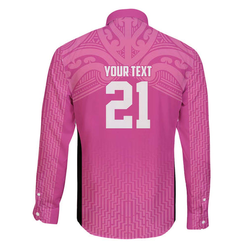 New Zealand Custom Family Matching Off The Shoulder Long Sleeve Dress and Hawaiian Shirt Fire Basketball Maori Tribal Pink - Aussie Hoodie
