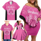 New Zealand Custom Family Matching Off Shoulder Short Dress and Hawaiian Shirt Fire Basketball Maori Tribal Pink - Aussie Hoodie
