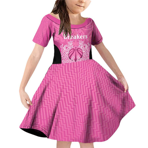 New Zealand Custom Family Matching Off Shoulder Short Dress and Hawaiian Shirt Fire Basketball Maori Tribal Pink - Aussie Hoodie