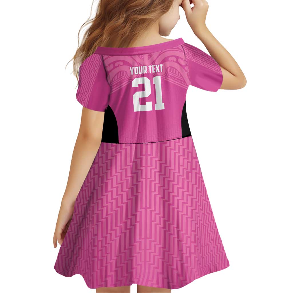 New Zealand Custom Family Matching Off Shoulder Short Dress and Hawaiian Shirt Fire Basketball Maori Tribal Pink - Aussie Hoodie