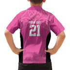 New Zealand Custom Family Matching Puletasi and Hawaiian Shirt Fire Basketball Maori Tribal Pink - Aussie Hoodie