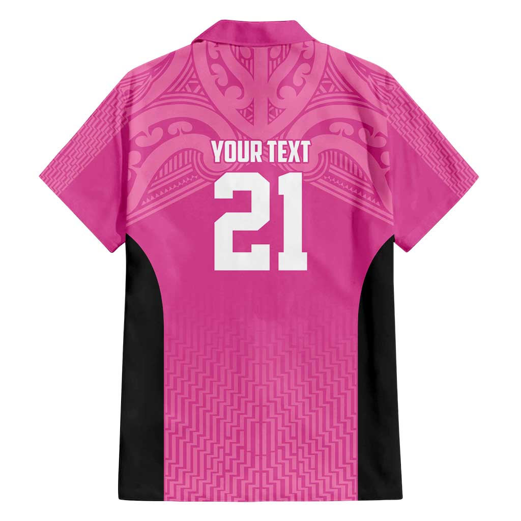 New Zealand Custom Family Matching Puletasi and Hawaiian Shirt Fire Basketball Maori Tribal Pink - Aussie Hoodie