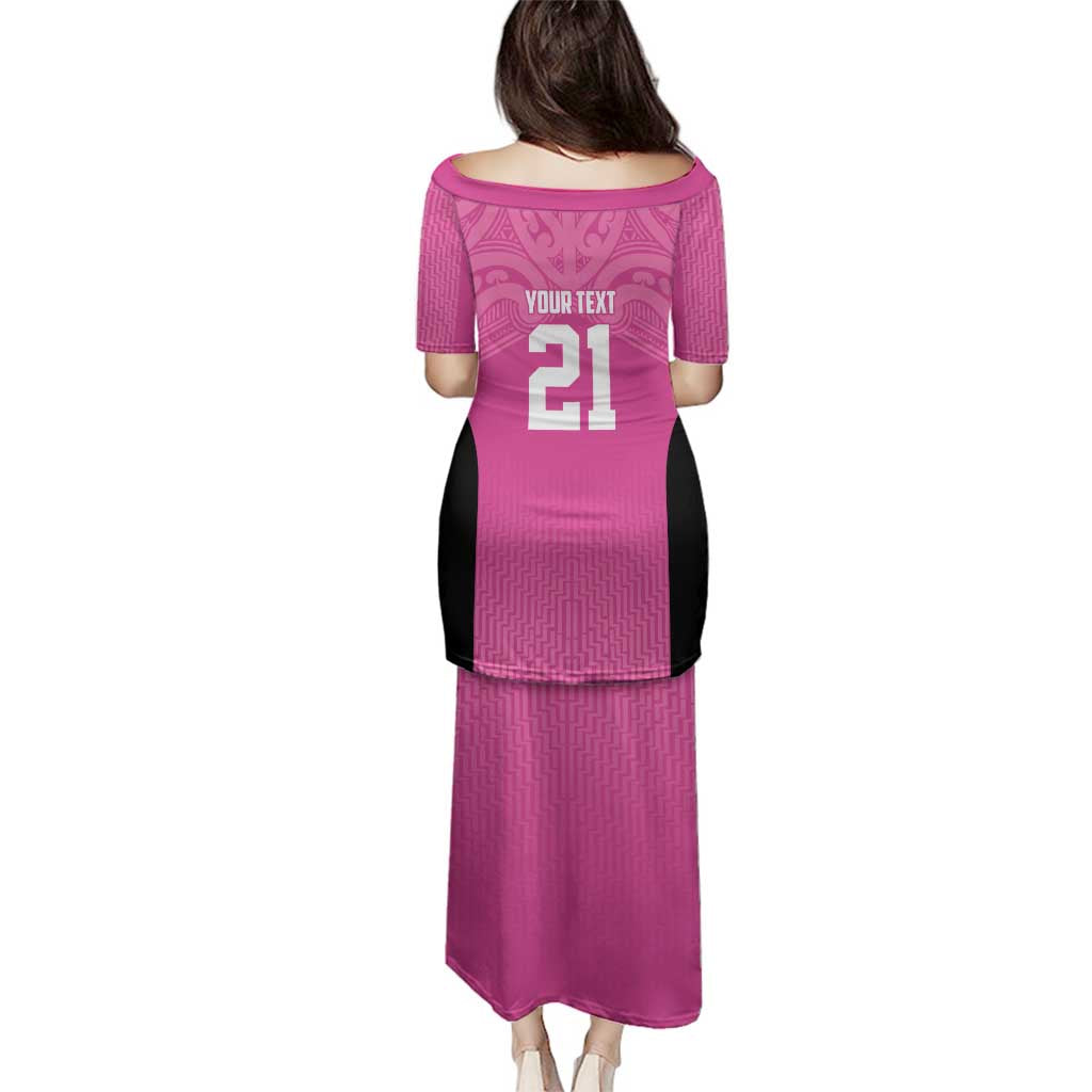 New Zealand Custom Family Matching Puletasi and Hawaiian Shirt Fire Basketball Maori Tribal Pink - Aussie Hoodie