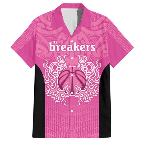 New Zealand Custom Family Matching Short Sleeve Bodycon Dress and Hawaiian Shirt Fire Basketball Maori Tribal Pink - Aussie Hoodie