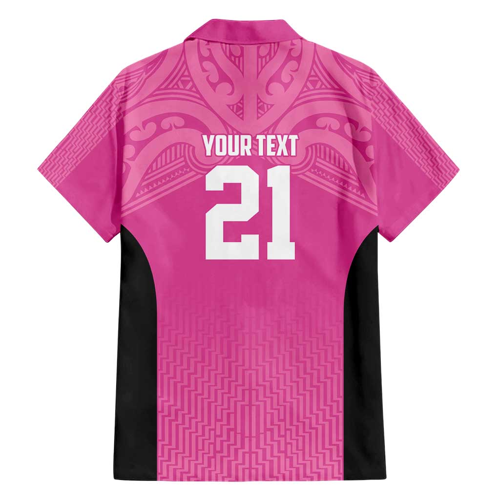 New Zealand Custom Family Matching Short Sleeve Bodycon Dress and Hawaiian Shirt Fire Basketball Maori Tribal Pink - Aussie Hoodie