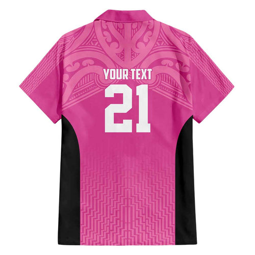 New Zealand Custom Family Matching Short Sleeve Bodycon Dress and Hawaiian Shirt Fire Basketball Maori Tribal Pink - Aussie Hoodie