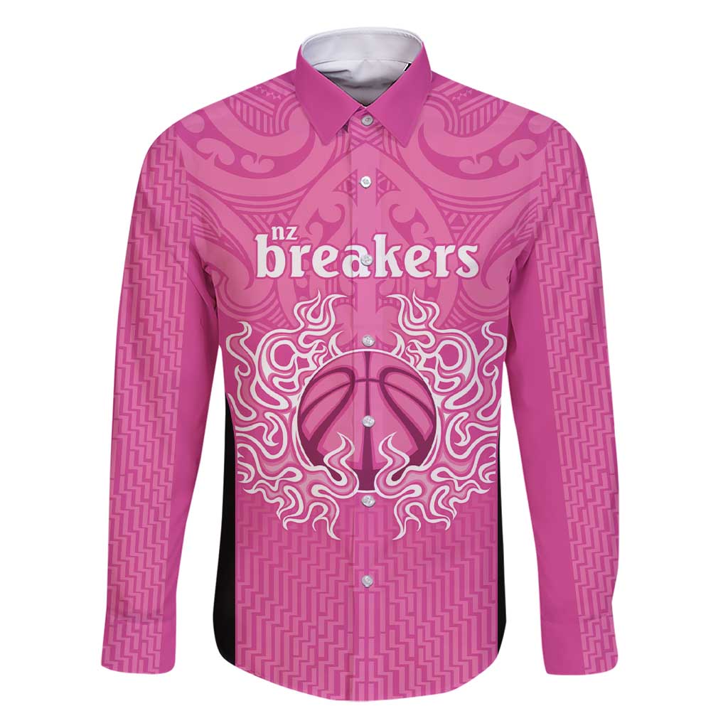 New Zealand Custom Family Matching Short Sleeve Bodycon Dress and Hawaiian Shirt Fire Basketball Maori Tribal Pink - Aussie Hoodie