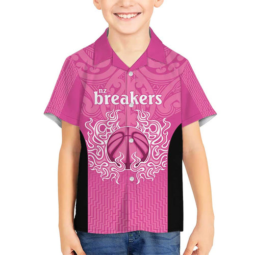 New Zealand Custom Family Matching Short Sleeve Bodycon Dress and Hawaiian Shirt Fire Basketball Maori Tribal Pink - Aussie Hoodie