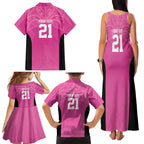 New Zealand Custom Family Matching Tank Maxi Dress and Hawaiian Shirt Fire Basketball Maori Tribal Pink - Aussie Hoodie