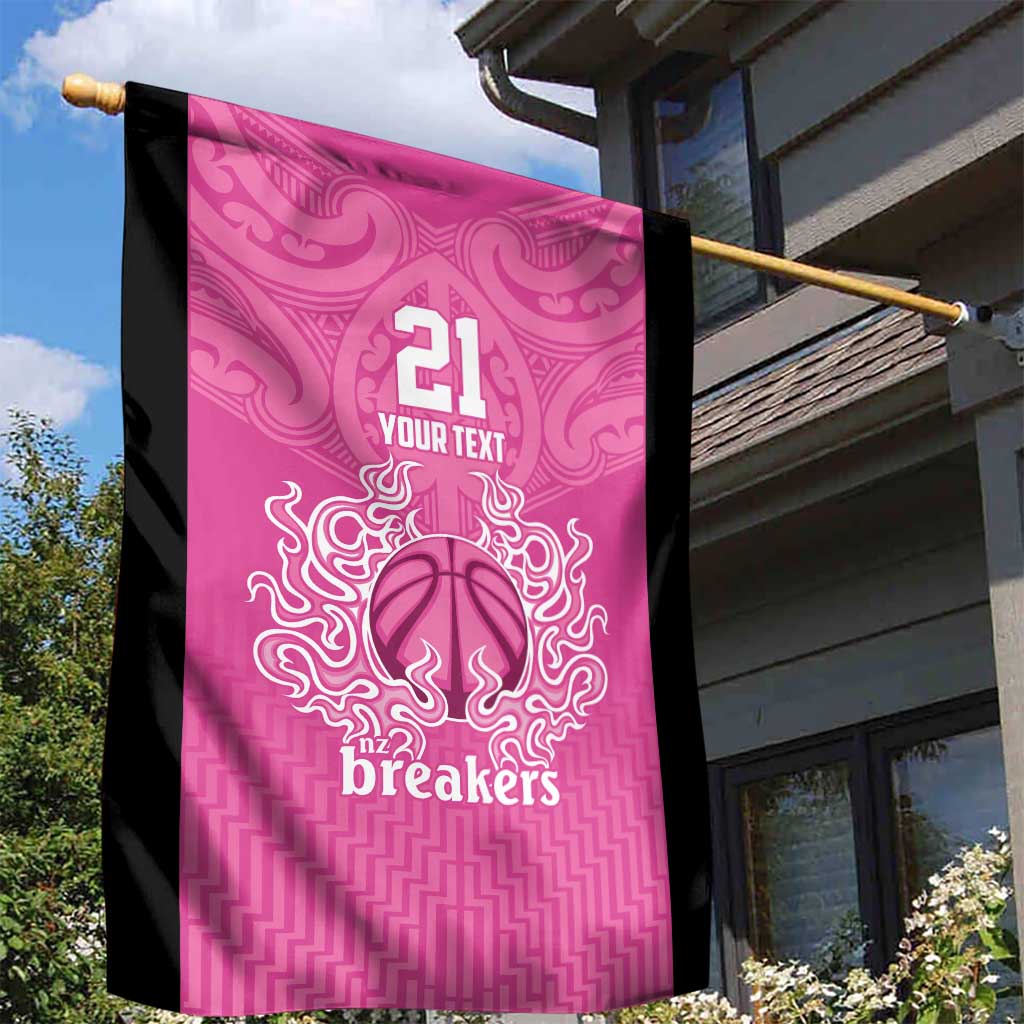 New Zealand Custom Garden Flag Fire Basketball Maori Tribal Pink - Aussie Hoodie