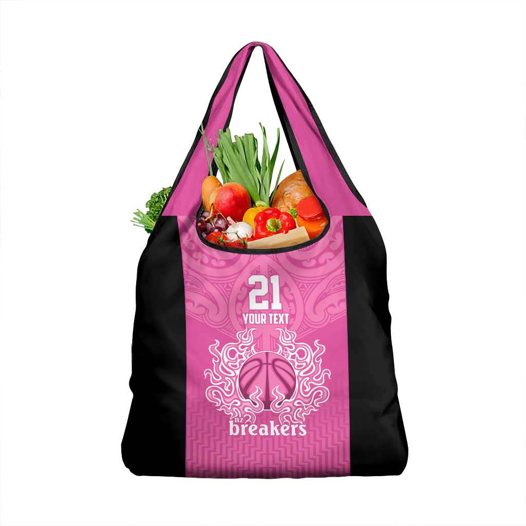 New Zealand Custom Grocery Bag Fire Basketball Maori Tribal Pink - Aussie Hoodie