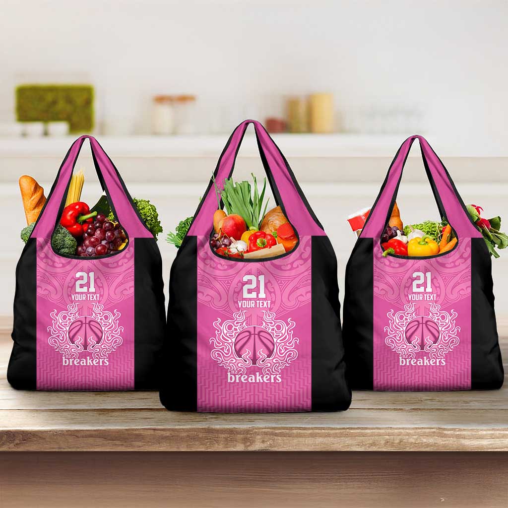 New Zealand Custom Grocery Bag Fire Basketball Maori Tribal Pink - Aussie Hoodie