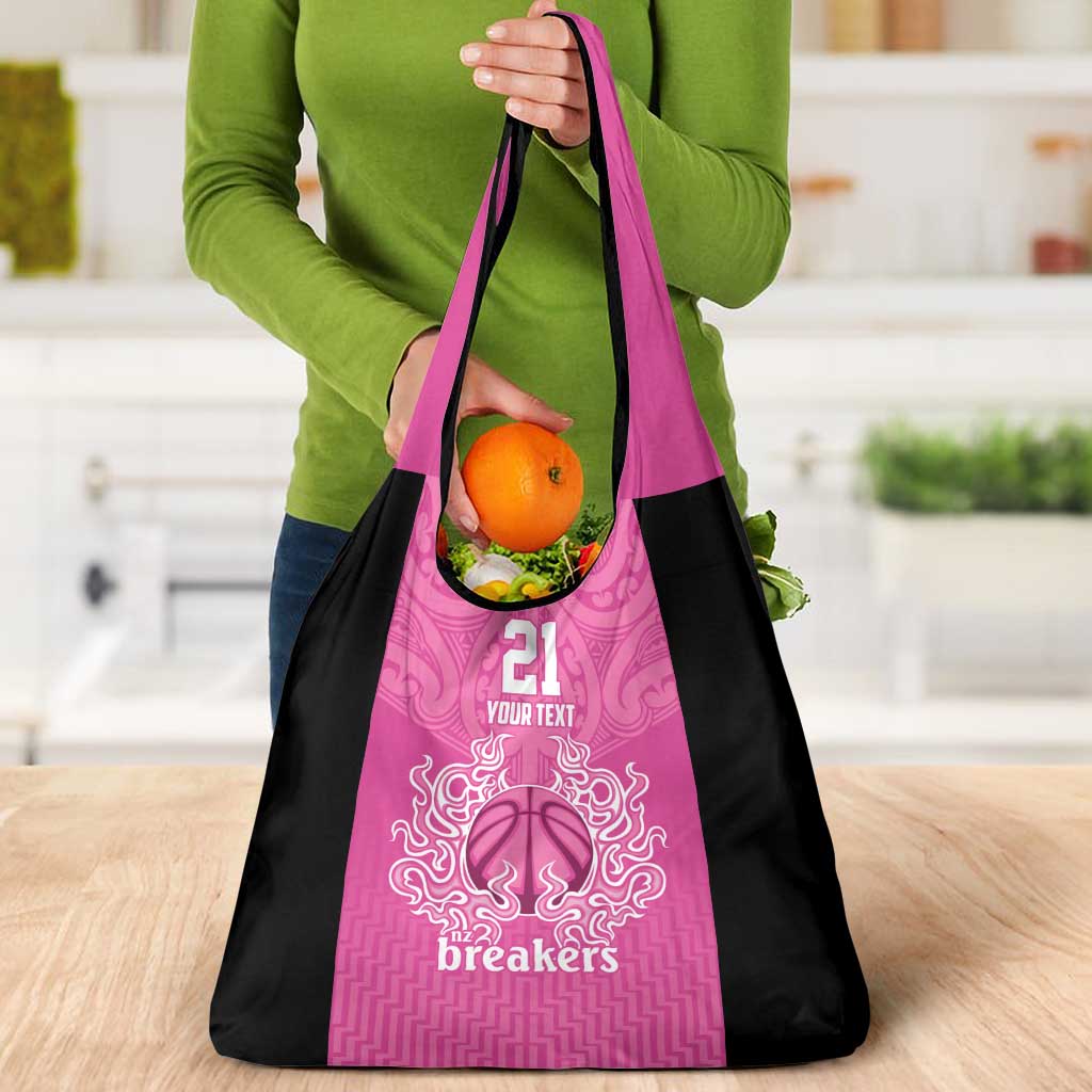 New Zealand Custom Grocery Bag Fire Basketball Maori Tribal Pink - Aussie Hoodie