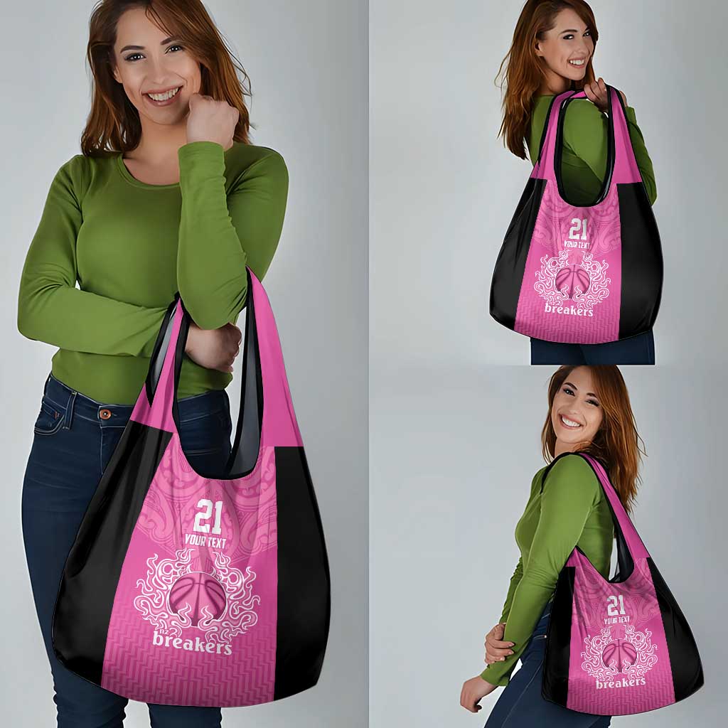 New Zealand Custom Grocery Bag Fire Basketball Maori Tribal Pink - Aussie Hoodie