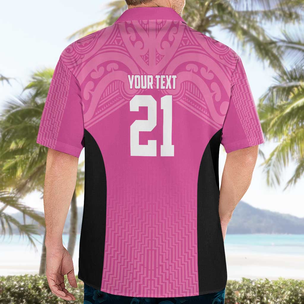 New Zealand Custom Hawaiian Shirt Fire Basketball Maori Tribal Pink - Aussie Hoodie
