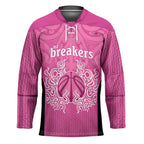 New Zealand Custom Hockey Jersey Fire Basketball Maori Tribal Pink - Aussie Hoodie
