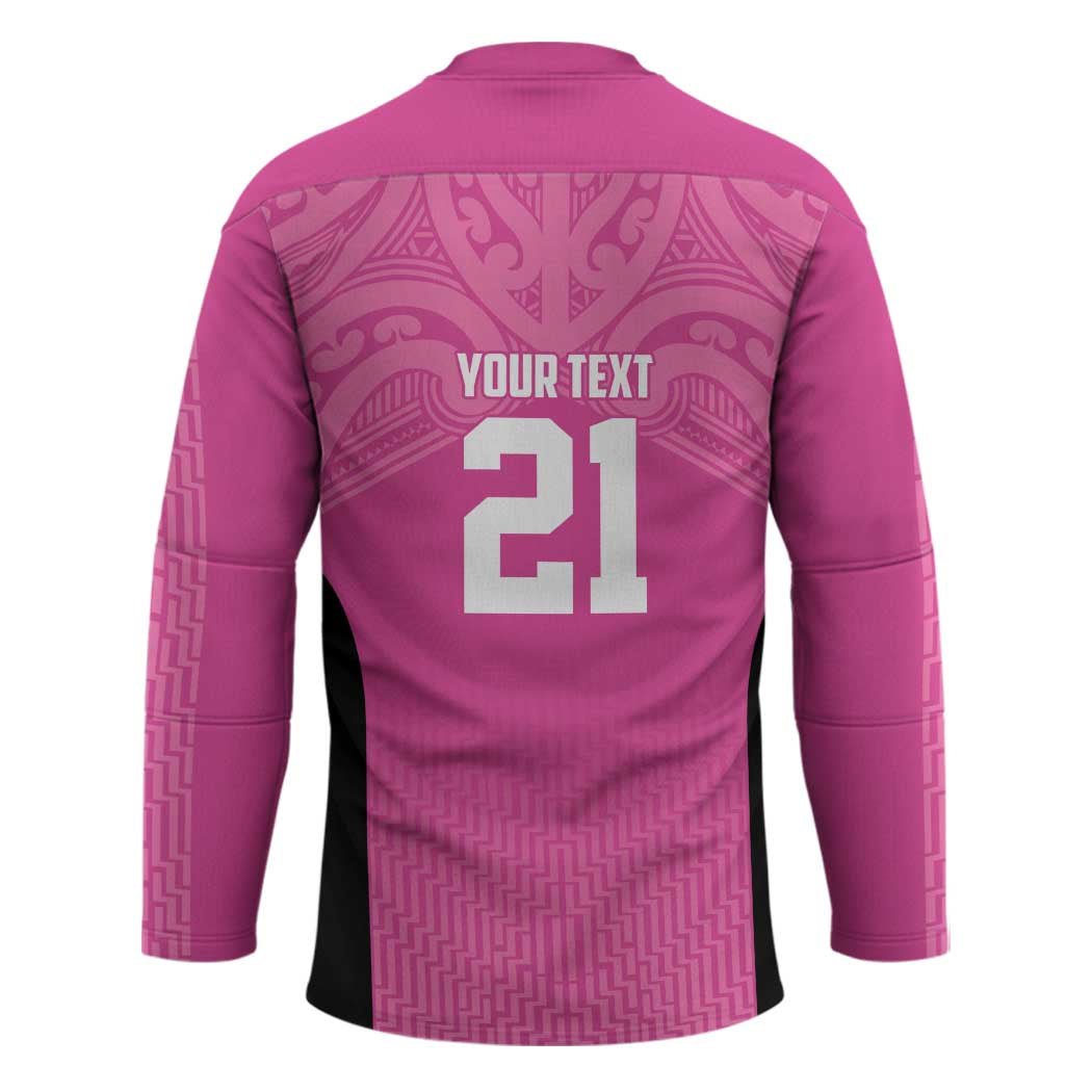 New Zealand Custom Hockey Jersey Fire Basketball Maori Tribal Pink - Aussie Hoodie