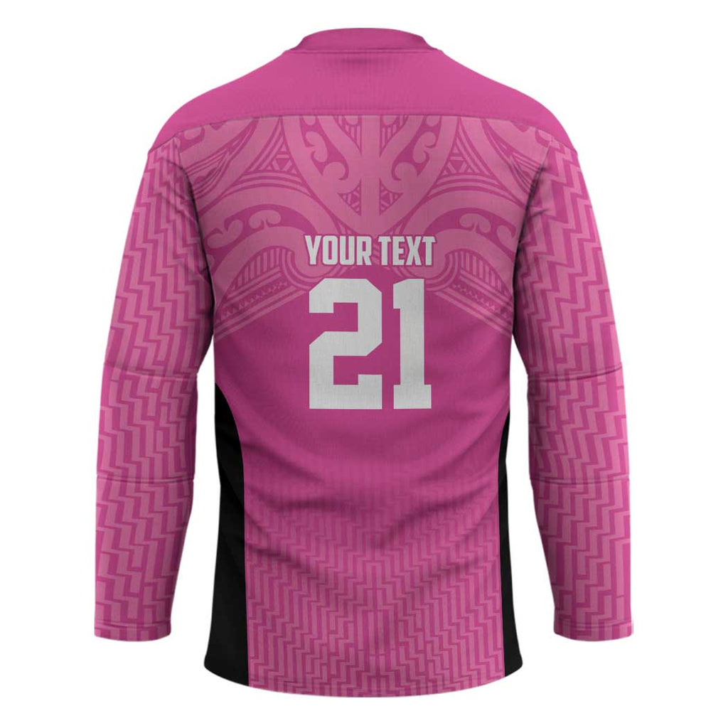 New Zealand Custom Hockey Jersey Fire Basketball Maori Tribal Pink - Aussie Hoodie