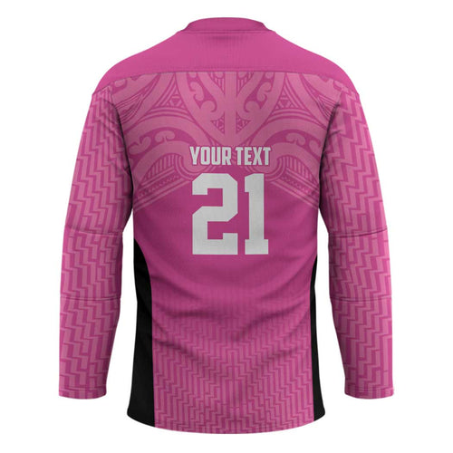 New Zealand Custom Hockey Jersey Fire Basketball Maori Tribal Pink - Aussie Hoodie