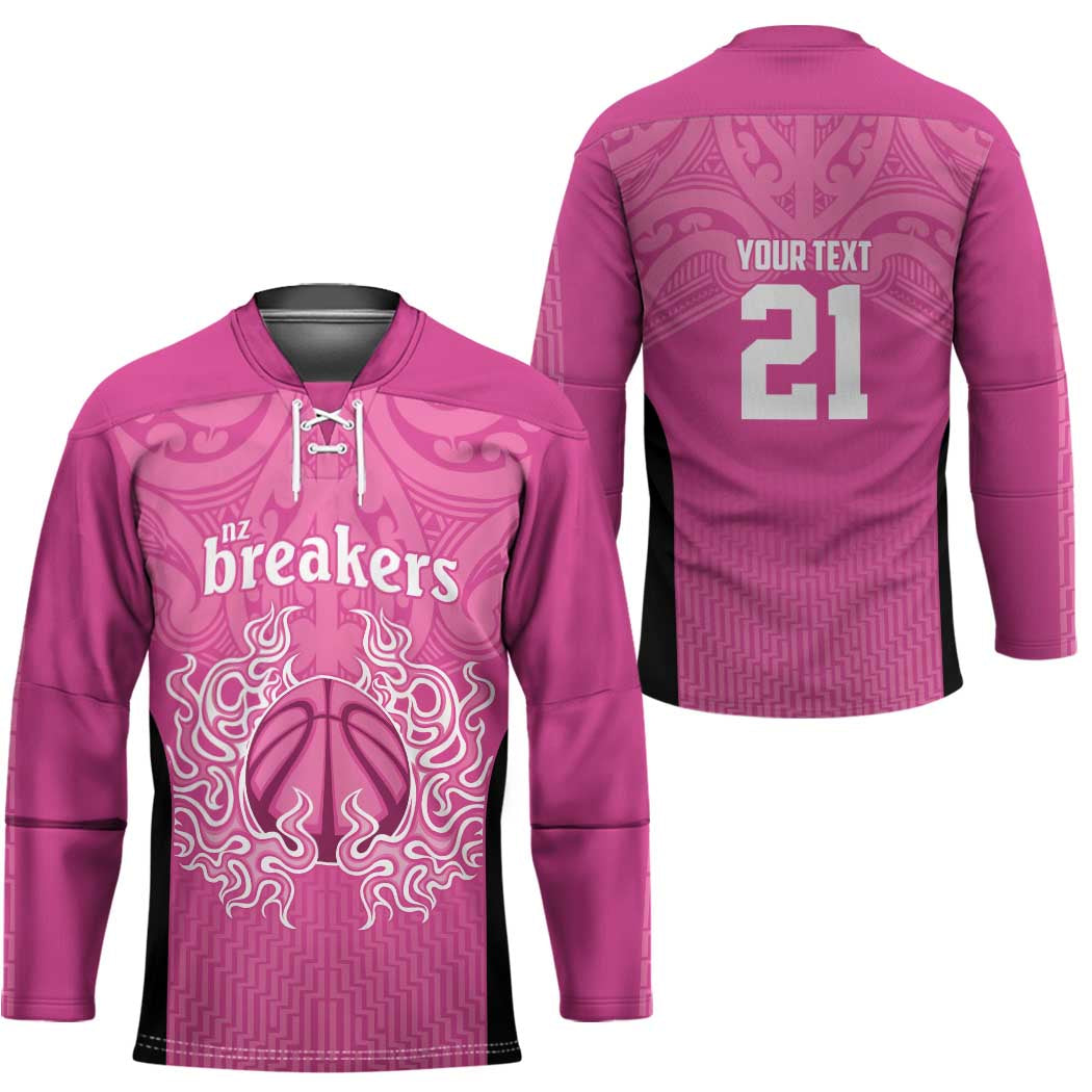New Zealand Custom Hockey Jersey Fire Basketball Maori Tribal Pink - Aussie Hoodie