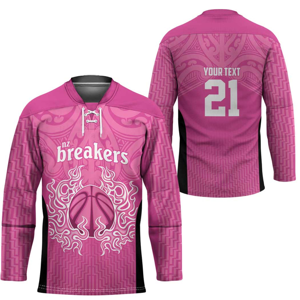 New Zealand Custom Hockey Jersey Fire Basketball Maori Tribal Pink - Aussie Hoodie