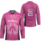 New Zealand Custom Hockey Jersey Fire Basketball Maori Tribal Pink - Aussie Hoodie