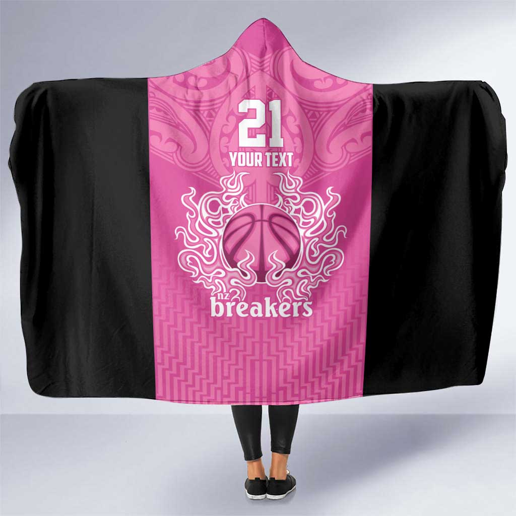 New Zealand Custom Hooded Blanket Fire Basketball Maori Tribal Pink - Aussie Hoodie
