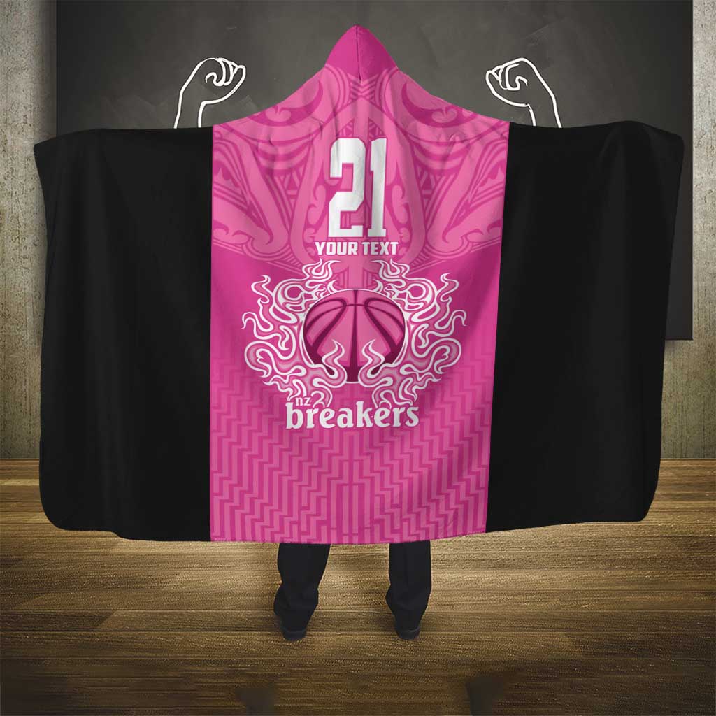 New Zealand Custom Hooded Blanket Fire Basketball Maori Tribal Pink - Aussie Hoodie