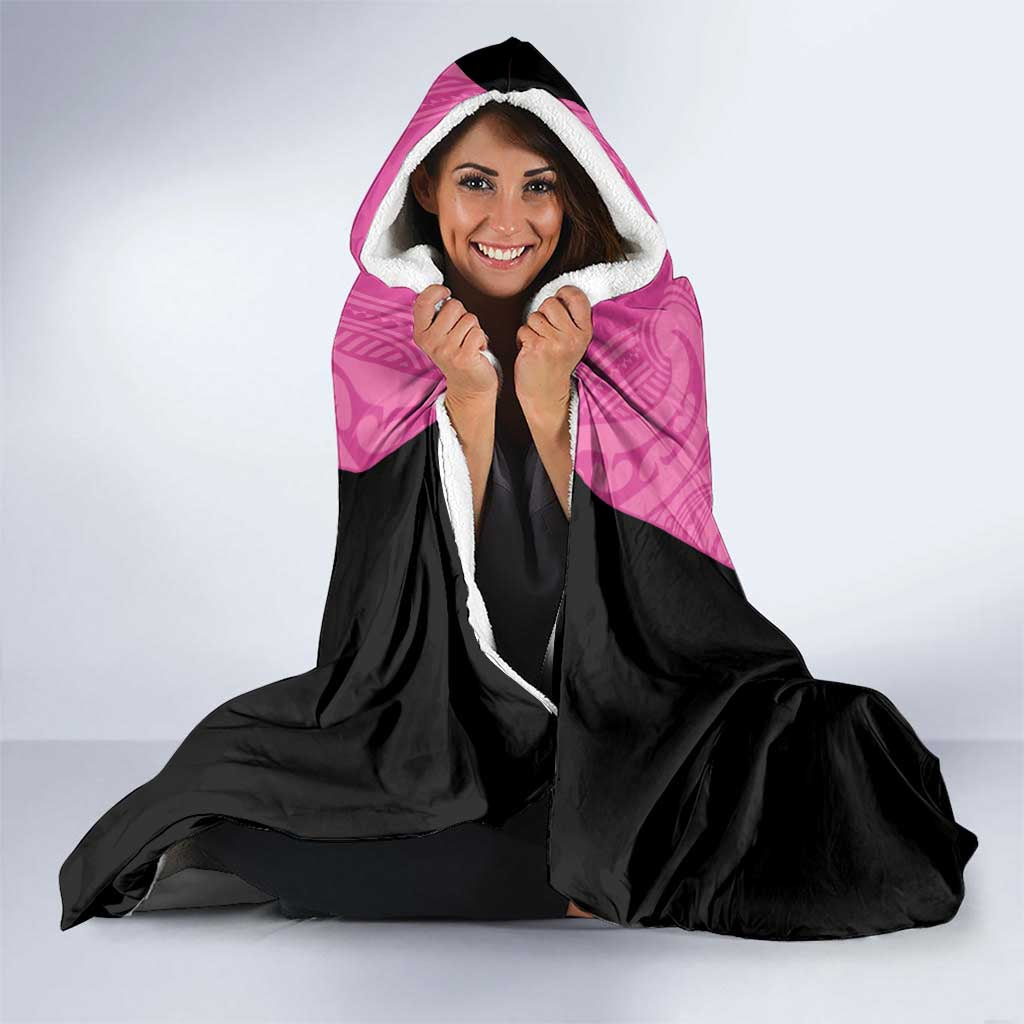 New Zealand Custom Hooded Blanket Fire Basketball Maori Tribal Pink - Aussie Hoodie