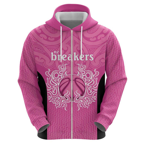 New Zealand Custom Hoodie Fire Basketball Maori Tribal Pink - Aussie Hoodie