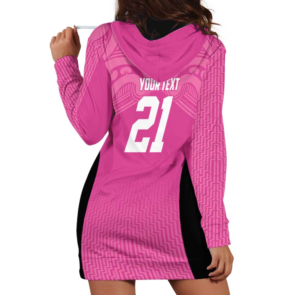 New Zealand Custom Hoodie Dress Fire Basketball Maori Tribal Pink - Aussie Hoodie