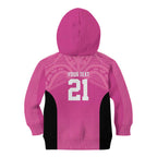 New Zealand Custom Kid Hoodie Fire Basketball Maori Tribal Pink - Aussie Hoodie
