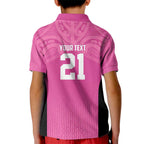 New Zealand Custom Kid Polo Shirt Fire Basketball Maori Tribal Pink - Aussie Hoodie
