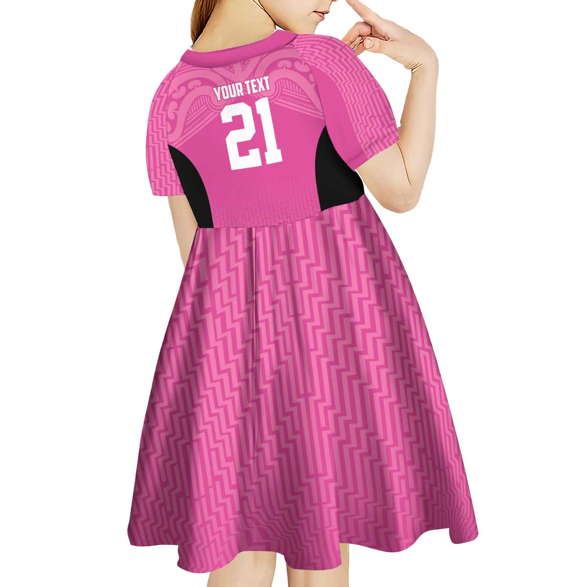 New Zealand Custom Kid Short Sleeve Dress Fire Basketball Maori Tribal Pink - Aussie Hoodie