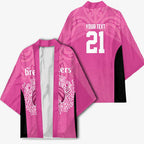 New Zealand Custom Kimono Fire Basketball Maori Tribal Pink - Aussie Hoodie