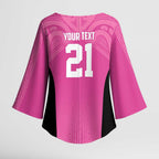 New Zealand Custom Kimono Sleeve Blouse Fire Basketball Maori Tribal Pink - Aussie Hoodie