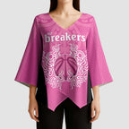 New Zealand Custom Kimono Sleeve Blouse Fire Basketball Maori Tribal Pink - Aussie Hoodie