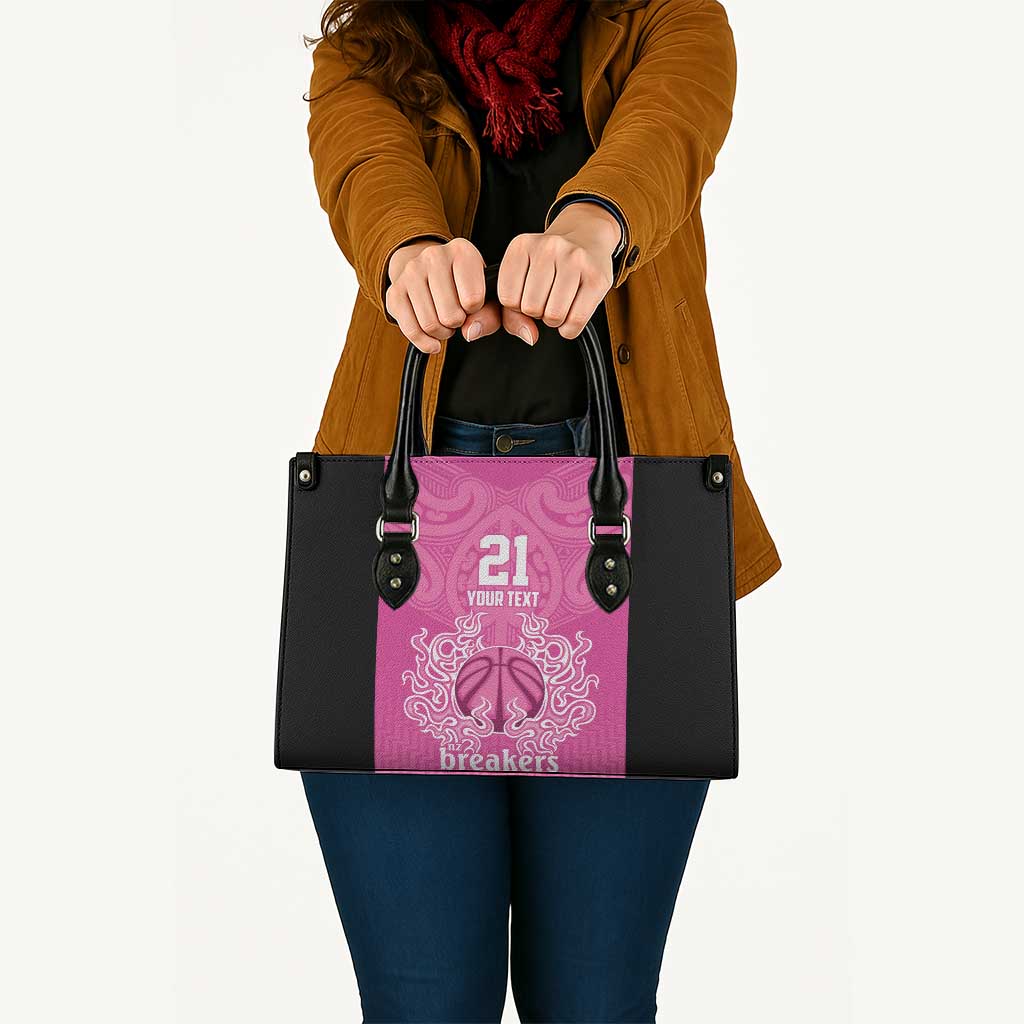 New Zealand Custom Leather Bag Fire Basketball Maori Tribal Pink - Aussie Hoodie