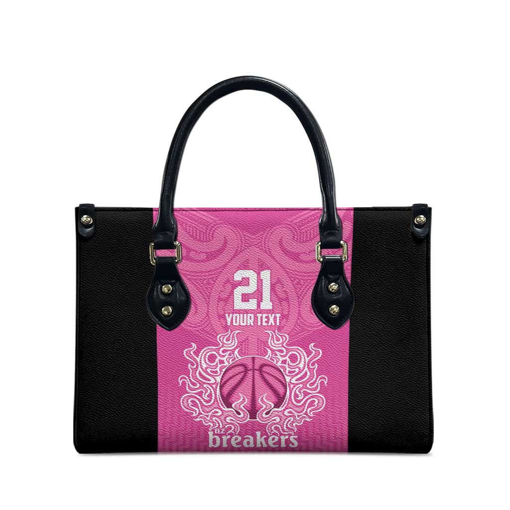 New Zealand Custom Leather Bag Fire Basketball Maori Tribal Pink - Aussie Hoodie
