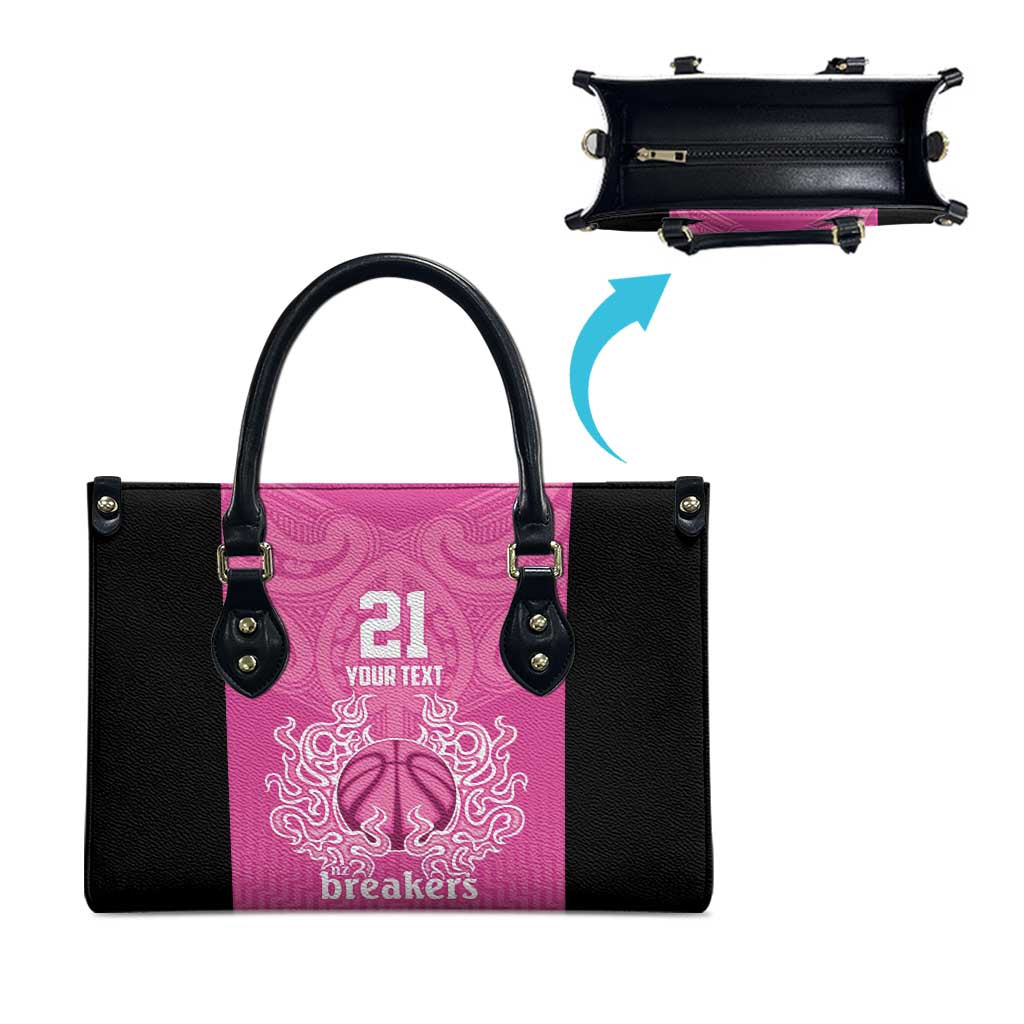 New Zealand Custom Leather Bag Fire Basketball Maori Tribal Pink - Aussie Hoodie