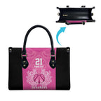 New Zealand Custom Leather Bag Fire Basketball Maori Tribal Pink - Aussie Hoodie
