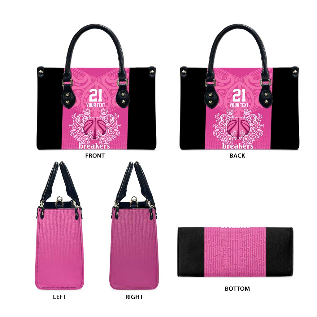 New Zealand Custom Leather Bag Fire Basketball Maori Tribal Pink - Aussie Hoodie