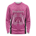 New Zealand Custom Long Sleeve Shirt Fire Basketball Maori Tribal Pink - Aussie Hoodie