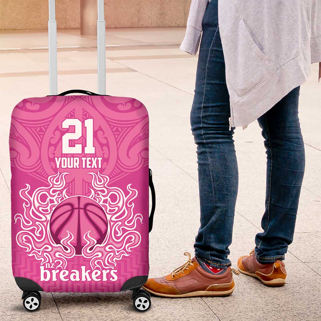 New Zealand Custom Luggage Cover Fire Basketball Maori Tribal Pink - Aussie Hoodie