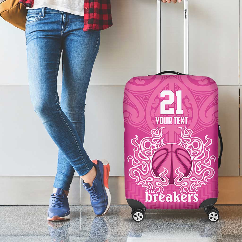 New Zealand Custom Luggage Cover Fire Basketball Maori Tribal Pink - Aussie Hoodie