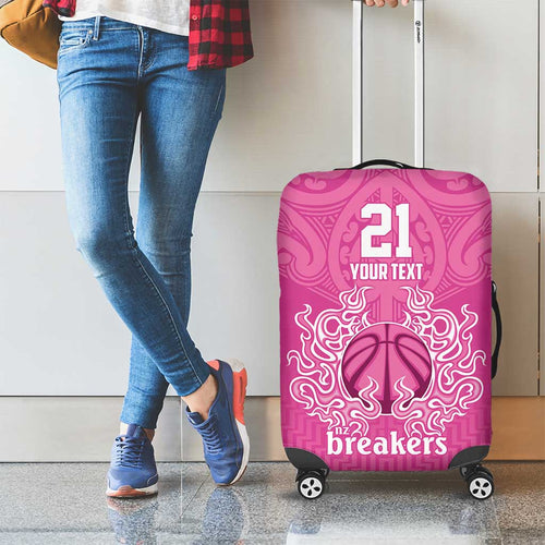 New Zealand Custom Luggage Cover Fire Basketball Maori Tribal Pink - Aussie Hoodie