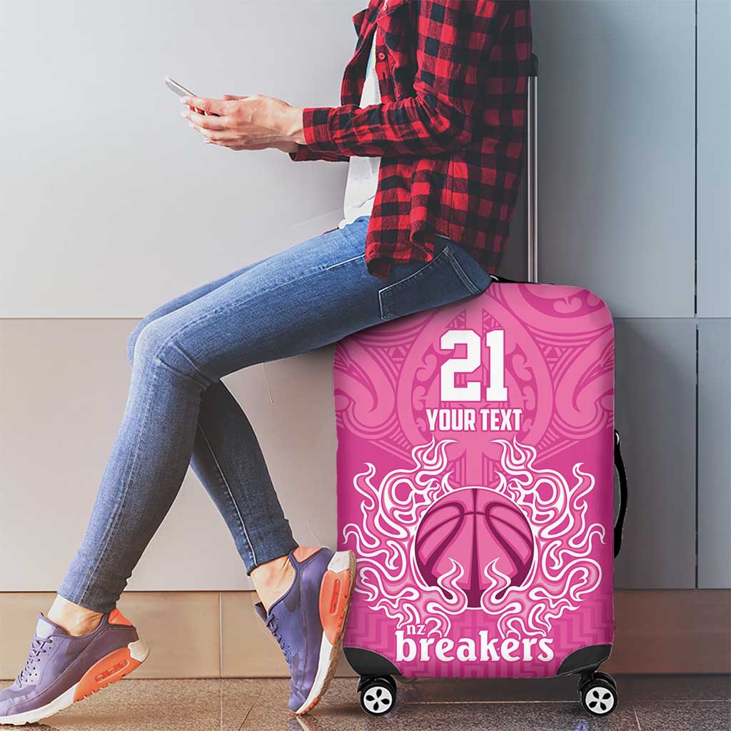 New Zealand Custom Luggage Cover Fire Basketball Maori Tribal Pink - Aussie Hoodie