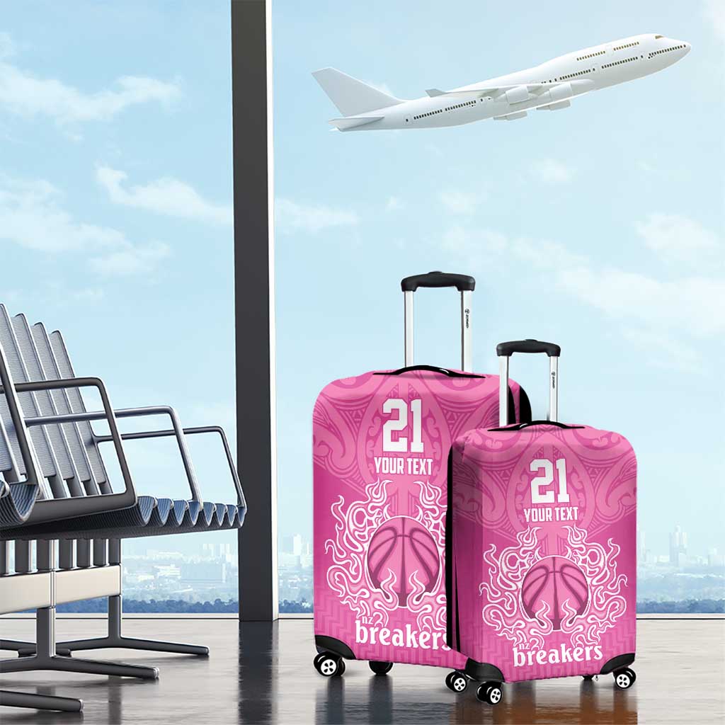 New Zealand Custom Luggage Cover Fire Basketball Maori Tribal Pink - Aussie Hoodie